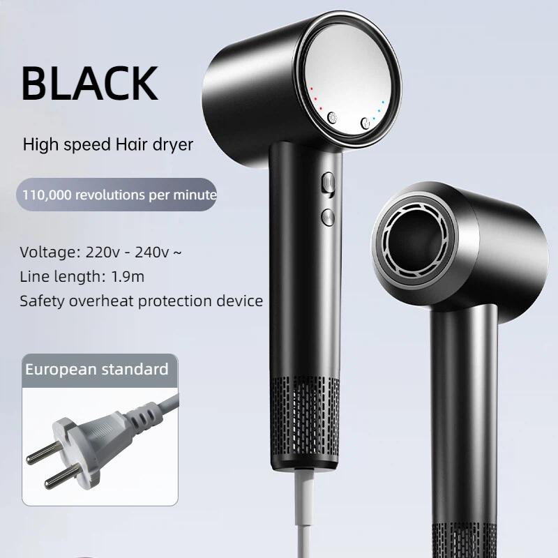 1500W 110000 RPM High Speed Hair Dryer 25m/s Strong Wind LED Display NTC Constant Temp 12+1 Gears Hot Cold Cycle Overheat Protection Home Salon