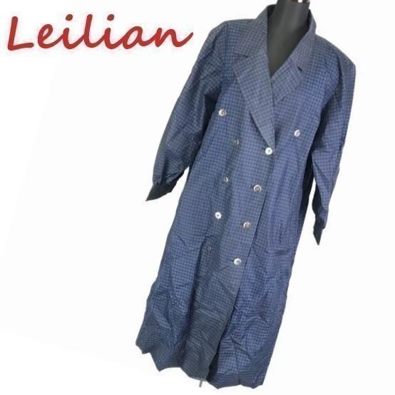 

Leilian Silk P Coat Women M Navy Gingham Check Japan