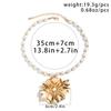Elegant Big Rose Flower Pendant Choker Necklace for Women Bridal Goth Imitation Pearl Adjustable Chain Aesthetic Y2K Wed Jewelry