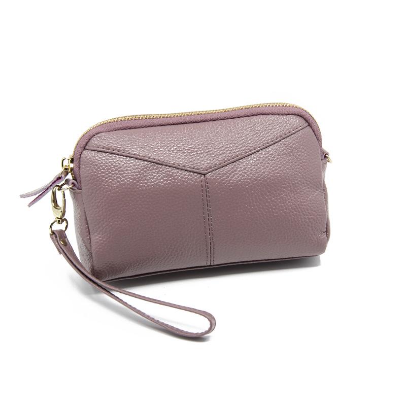 Real Leather Women Long Wallet Ladies Zipper Coin Purse Cute Simple Organizer Patchwork Solid Money Clutch Luxury Designer Bag