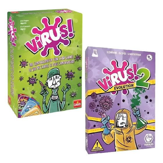 Virus 1 and Virus 2 Card Game in Spanish
