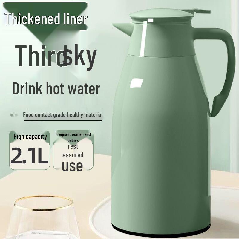 Isolierkrug aus Glas mit großem Fassungsvermögen und Druckdeckel für heißes Wasser
