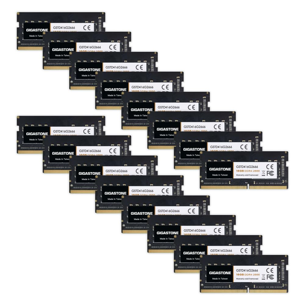 GIGASTONE 16GBx16 DDR4 2666MHz or CL19 SODIMM 260 Pin Unbuffered Laptop Memory Module Upgrade [Memory DDR4] (256GB Kit) (2400MHz 2133MHz) PC4-21300