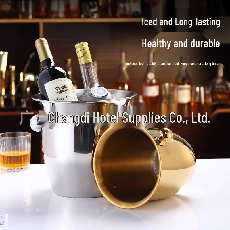 ZISIZ 5L Hammered Stainless Steel Ice Bucket