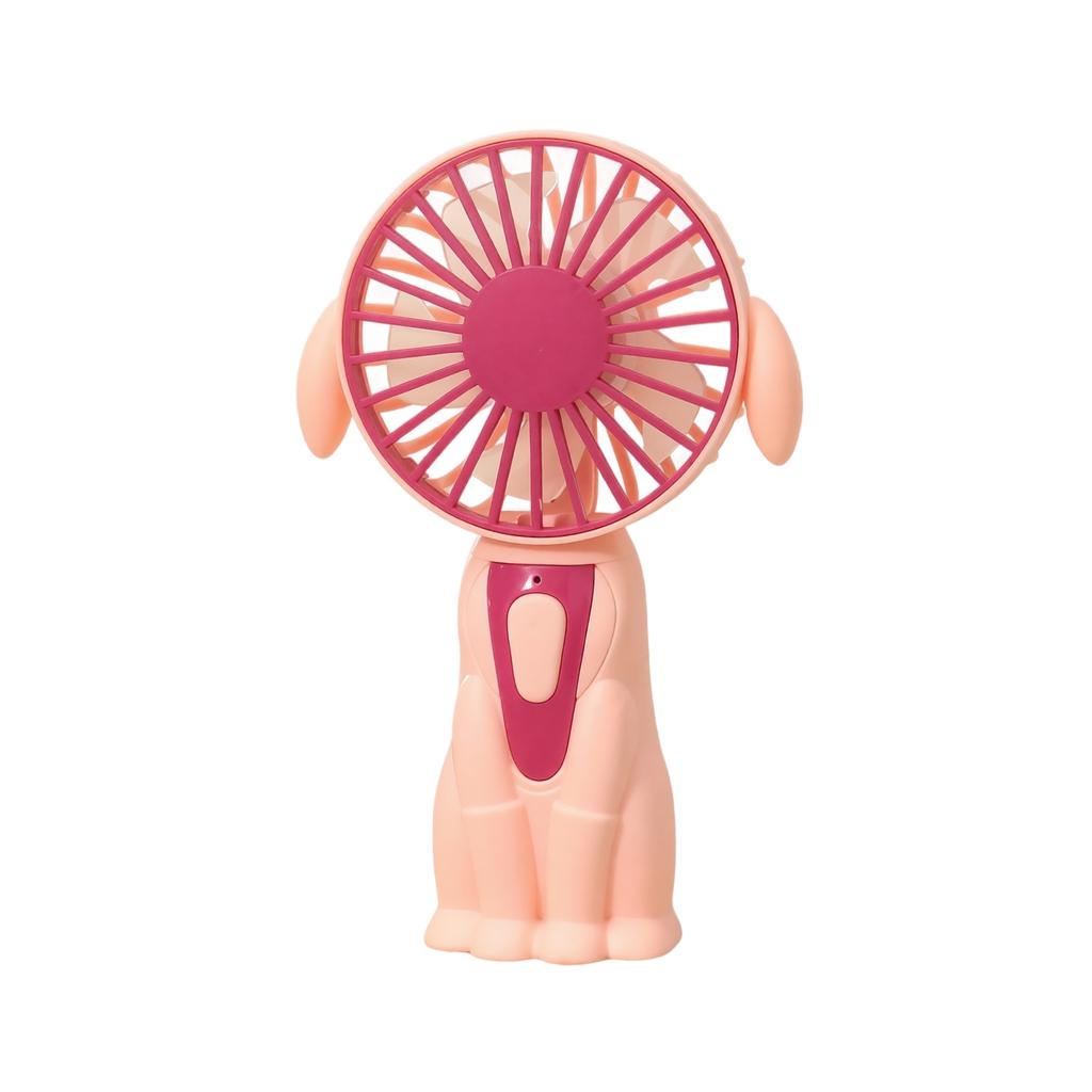 Portable Handheld Fan with Rechargeable Battery Cute Cartoon Dog Design Adjustable Three-Speed Settings for Personal Use Indoor Outdoor