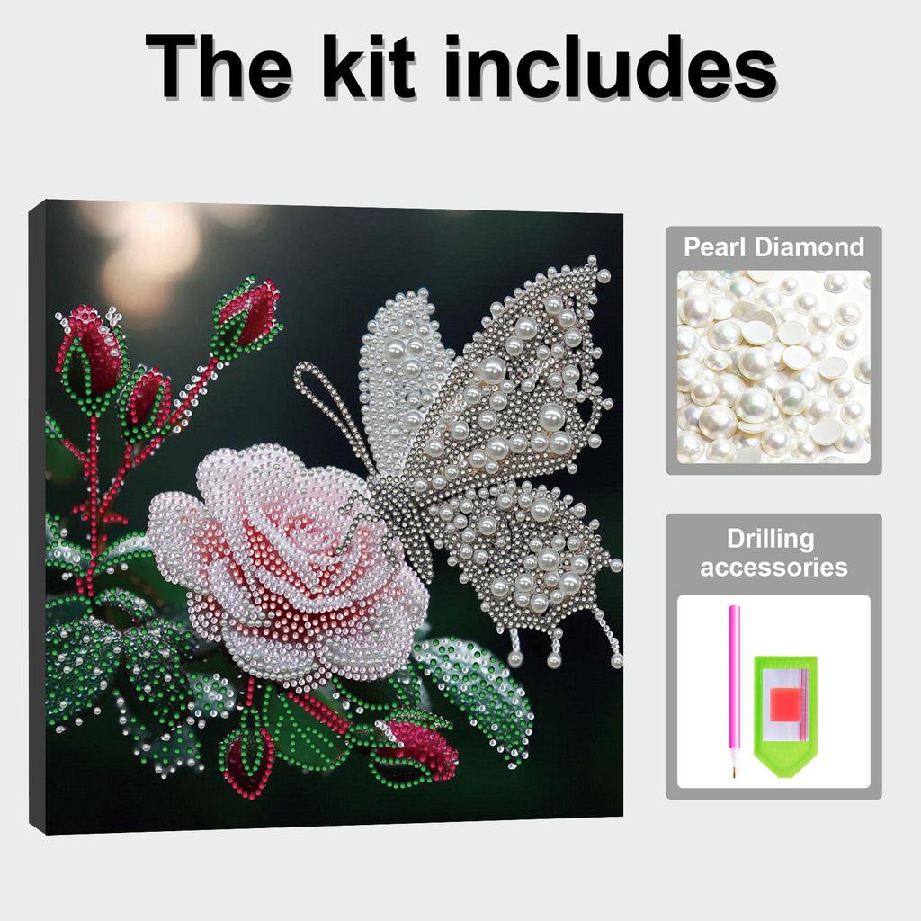 DIY Pearl Art Painting Set with Frame 25x25cm Diamond Art Pearl Painting Kit for Adults Beginners Gift Idea Home Wall Decor