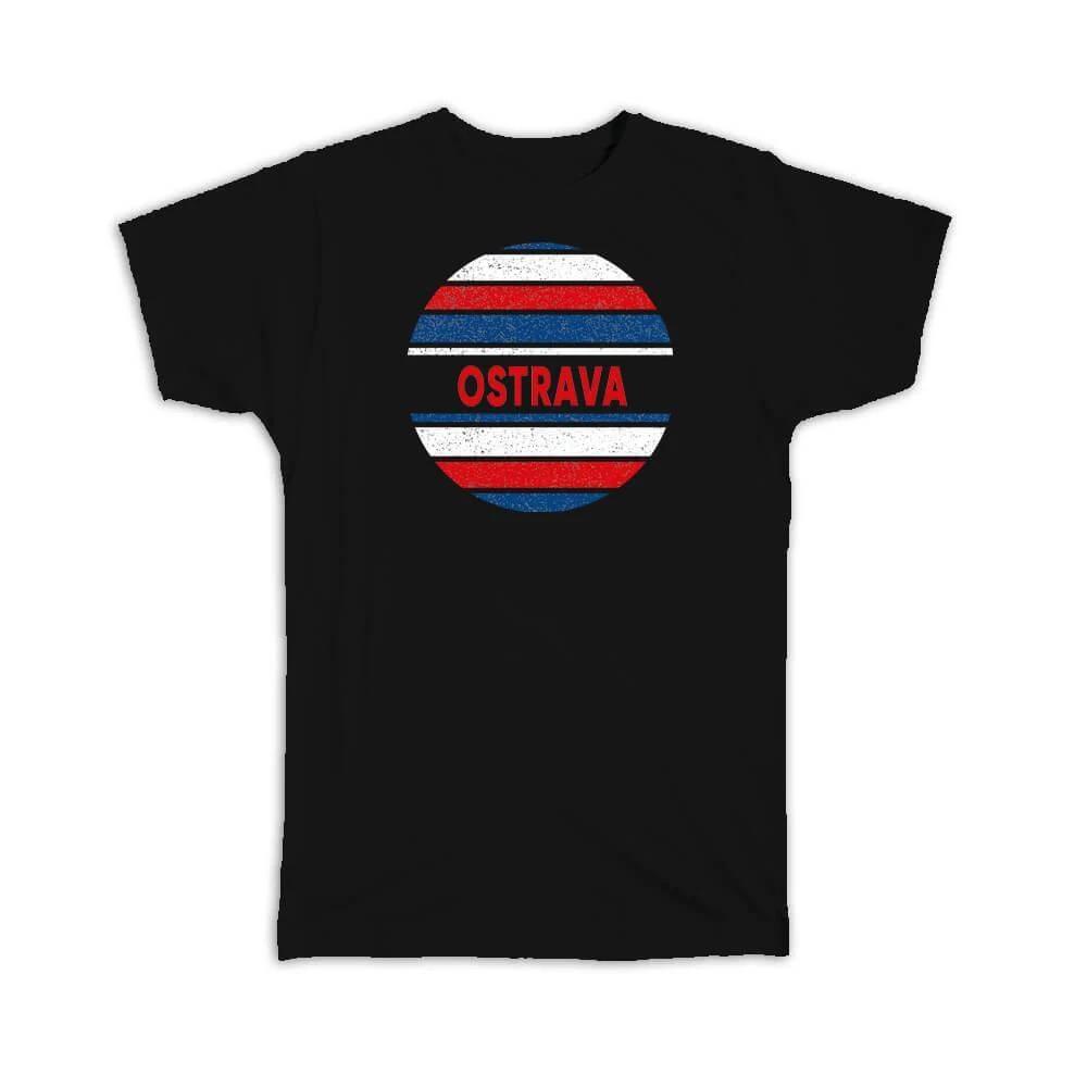 

Gift T-Shirt : Ostrava Czech Republic Distressed Retro Expat Vintage Flag 2XL