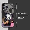 Guitar-playing Panda Lanyard Case For iPhone 17 Pro Max Soft Silicone Cover For iPhone 16 Pro Max Funda iPhone 15 14 13 12 11 16E Air
