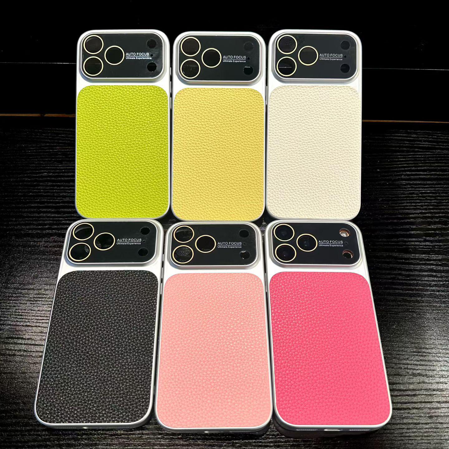 Lychee Pattern Drop-Proof Window Case for iPhone 13-17 Pro Max iPhone 17 Pro Max