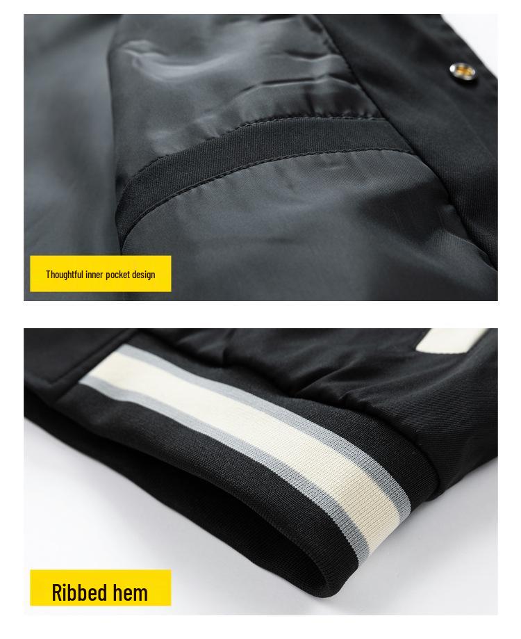 Übergröße Herren Dünne Bestickte Baseballjacke für Frühling & Herbst