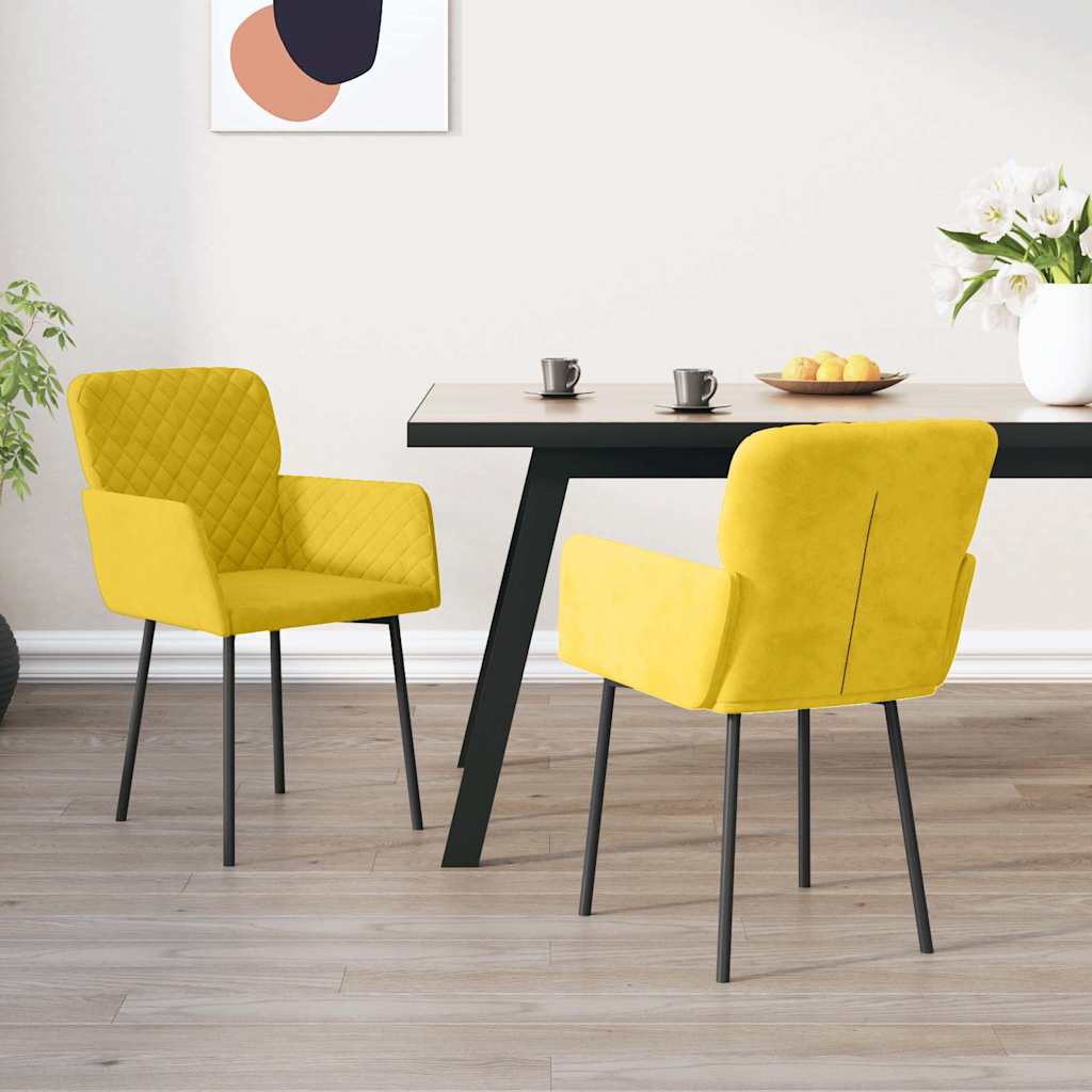 Dining Chairs 2 pcs Yellow Velvet
