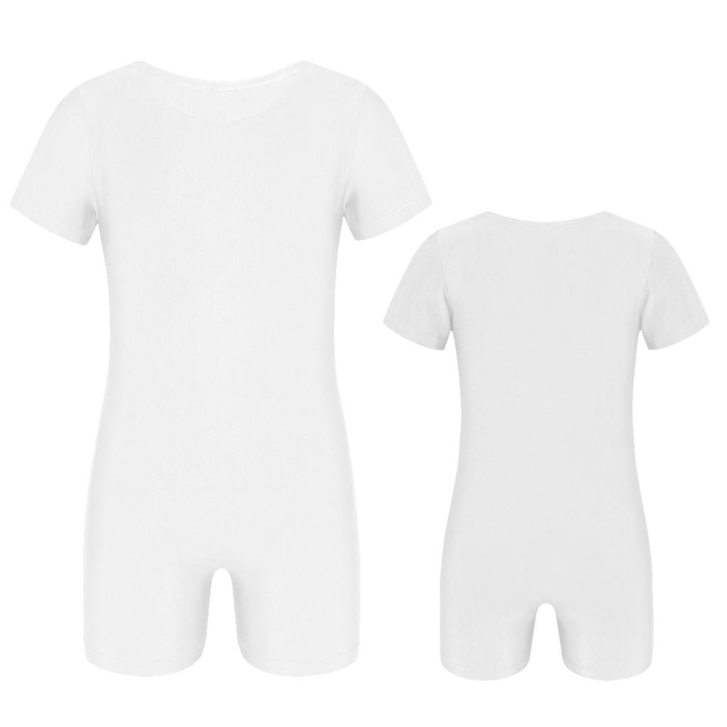 Kinder Jungen Mädchen Kurzarm Einfarbig Dehnbar Ballett Tanz Gymnastik Trikot Overall Unitard