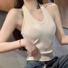 Women Tops Halter Sleeveless Backless Tank Tops Solid Color Slim Fit Base Shirt Party