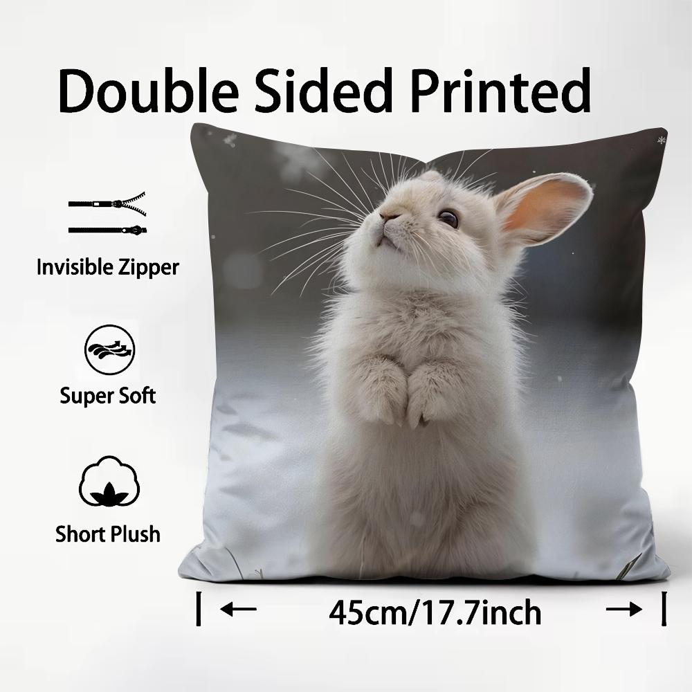 

Rabbit Cute Cushion Cover Plush Fabric Soft DoubleSided Printed Sofa Warm Winter Home Child Gift Pillow Case 30x30cm
