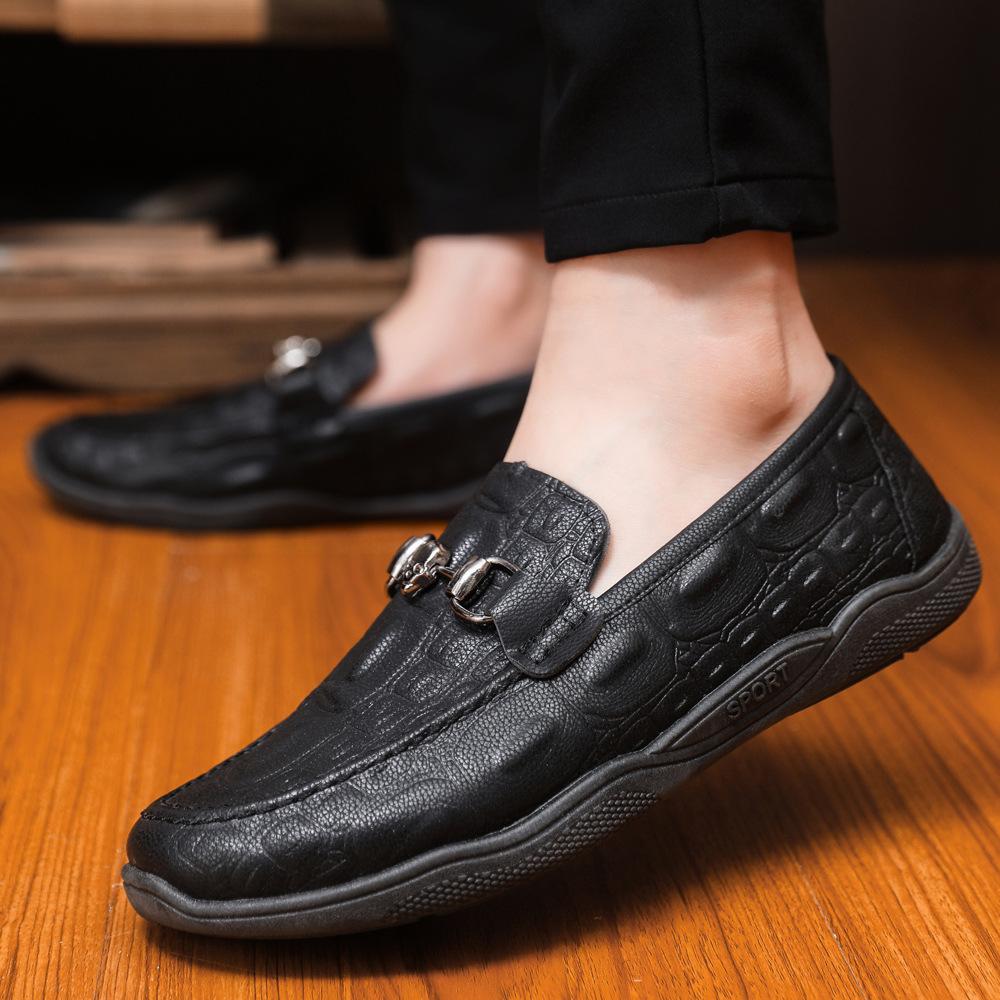 New men's Doudou shoes casual crocodile pattern foot leather shoes one pedal soft sole soft surface trend shoes young men's shoes