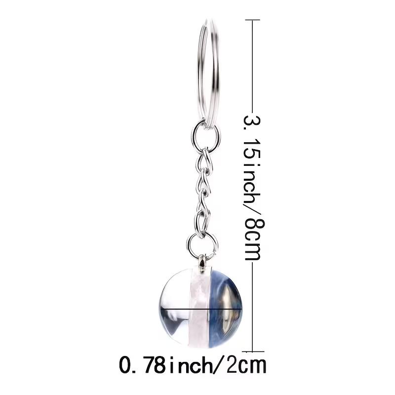 Luminous 12 Constellations Keychain Double-Sided Glass Ball Zodiac Pendant Key Ring