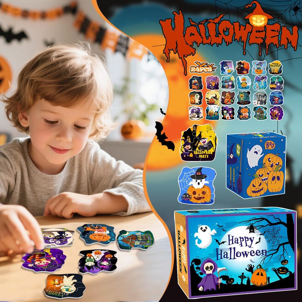 Countdown Halloween Puzzle, Countdown Calendar Puzzle, Fun Gifts, Reducing Stress And Anxiety, Hyperactivity Sensory Toys 24pcs/box