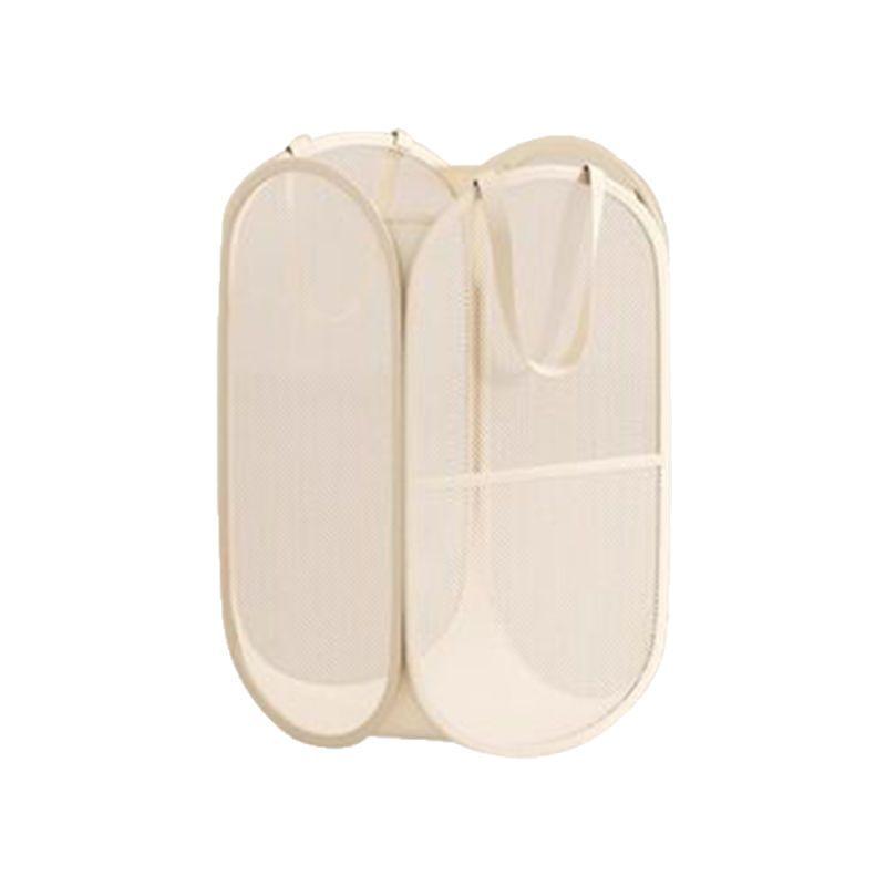 Large Capacity Storage Basket Folding Mesh Laundry Basket Dirty Clothes Storage Basket Toy Storage Box Clothing Sorting Basket бежевый