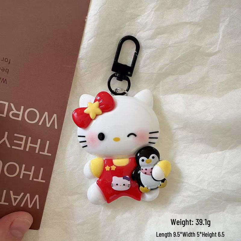 Glänzender Handgefertigter Harz Kätzchen Schlüsselanhänger Schmuckset