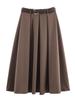 Autumn 2025 Women's Pleated Cloak Midi Skirt with Belt