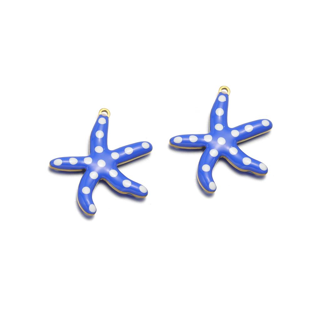 10pcs Stainless Steel Gold 20mm Starfish Charms Enamel Fish Pendant for DIY Jewelry Bracelet Findings Necklace Earrings Making