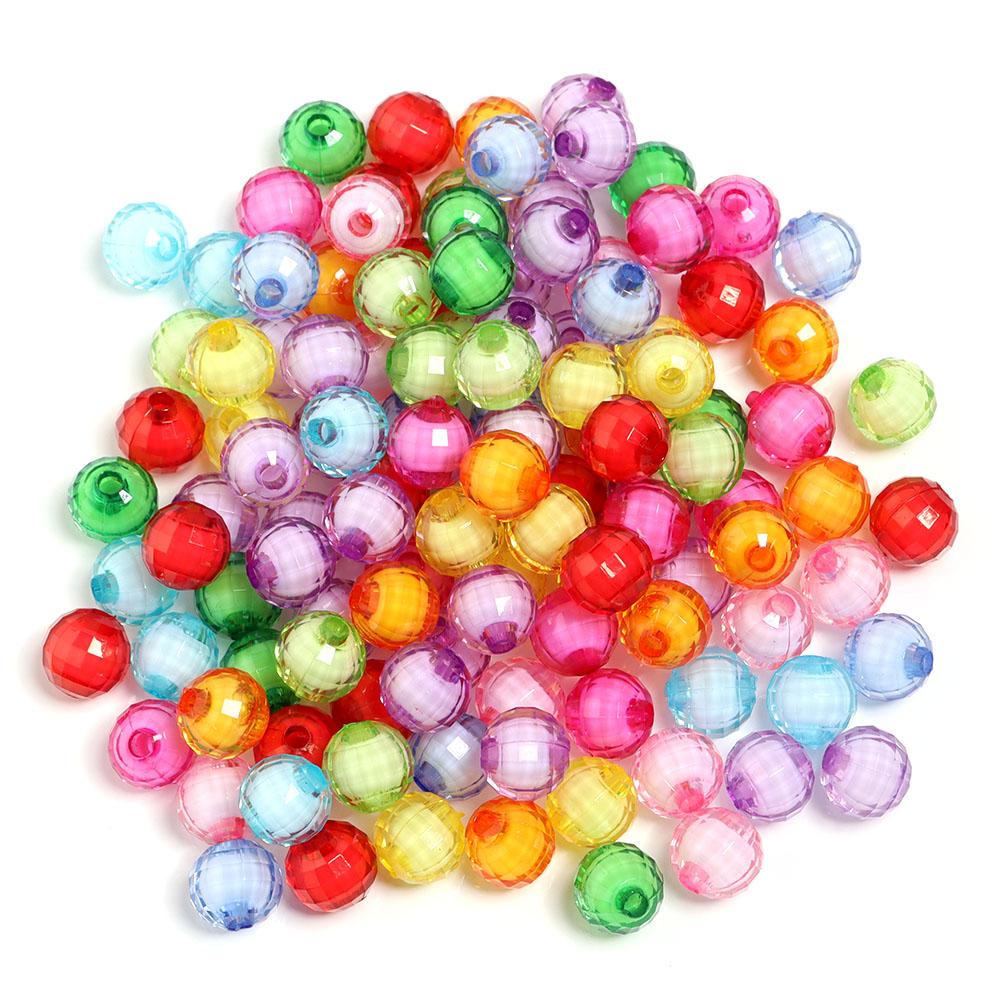 20-100pcs 8/10/12/14/16/18/20mm Faceted Acrylic Beads Mixed Color Round Loose Beads For Jewelry Making DIY Bracelets Necklace