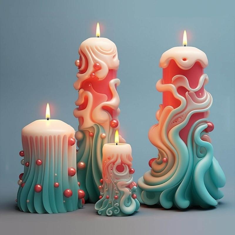 Carved Pillar Candle Mold, Cylinder Candle Mold Non Stick Easy to Demold