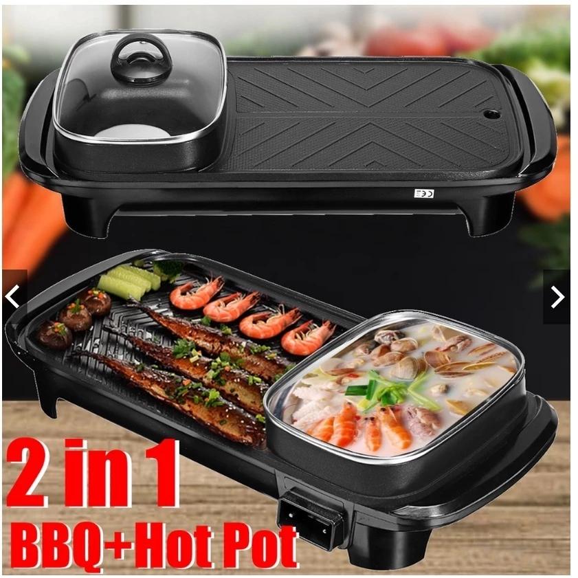 Top Seller 2 in 1 ELECTRIC KOREAN SAMGYUPSAL SET with HOT POT | Korean BBQ Grill | Samgyupsal Grill Set | Samgyupsal Korean Hotpot and Grill Pan 2 in