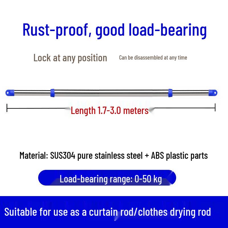 Retractable No-Drill 304 Stainless Steel Balcony Clothes Drying Rack Pole