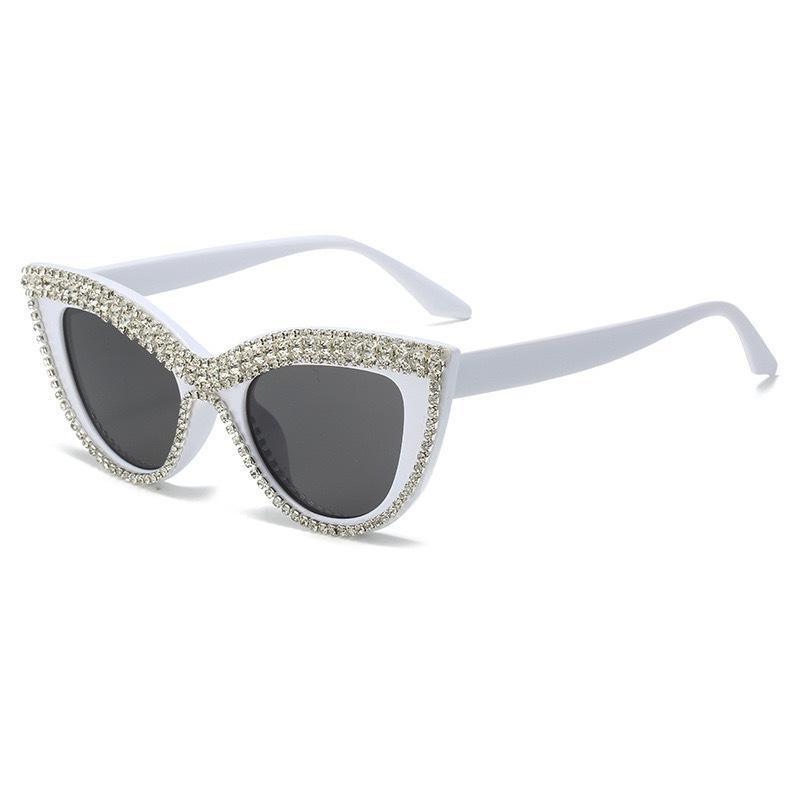 Vintage Diamond Cat Eye Triangle Sunglasses Women Rhinestone Decoration Eyewear Streetwear Rave Party Costume Sun Glasses