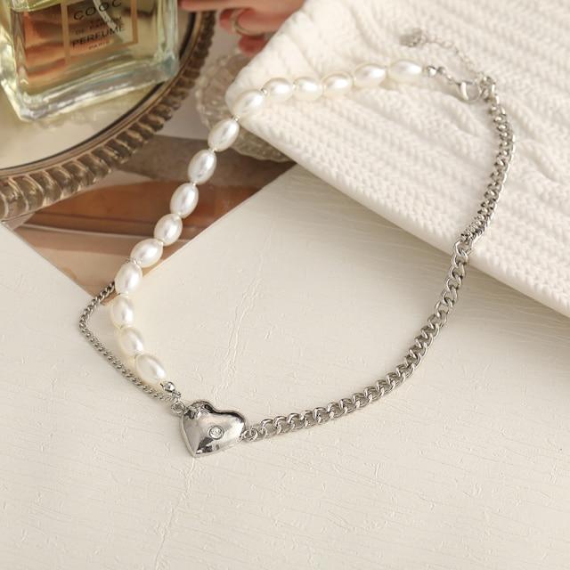 Kpop Heart Chain Choker Necklace For Women Collar Goth Necklaces Aesthetic Jewellery Christmas Party Girl Halloween New Chocker