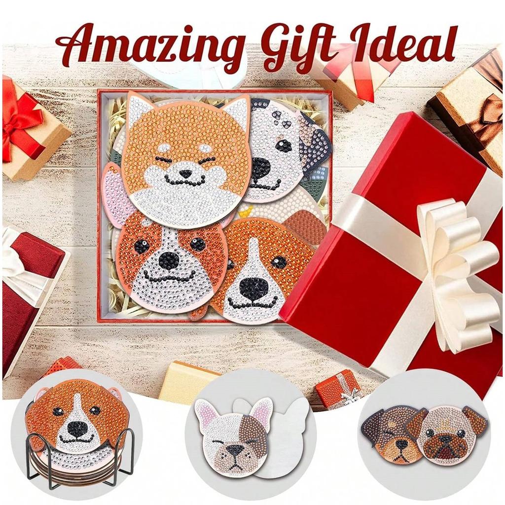 1 Set Diamond Painting Coasters | Diamond Art Coasters | Mandala Landscape Slipper Sandwich Dog Butterfly Cat Ocean Animal Set