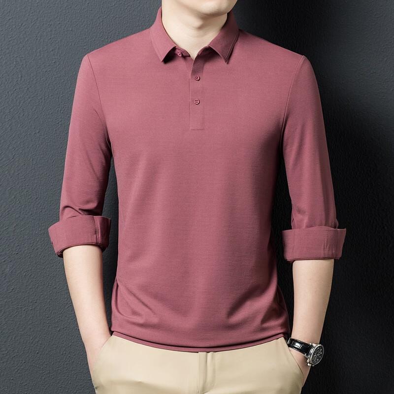 

FENGXUN Men s Solid Color Long-Sleeve Polo Shirt FXT5073 185