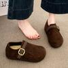 New Height-increasing One-legged Half-slipper Retro Thick-soled Fleece Shoes for Women