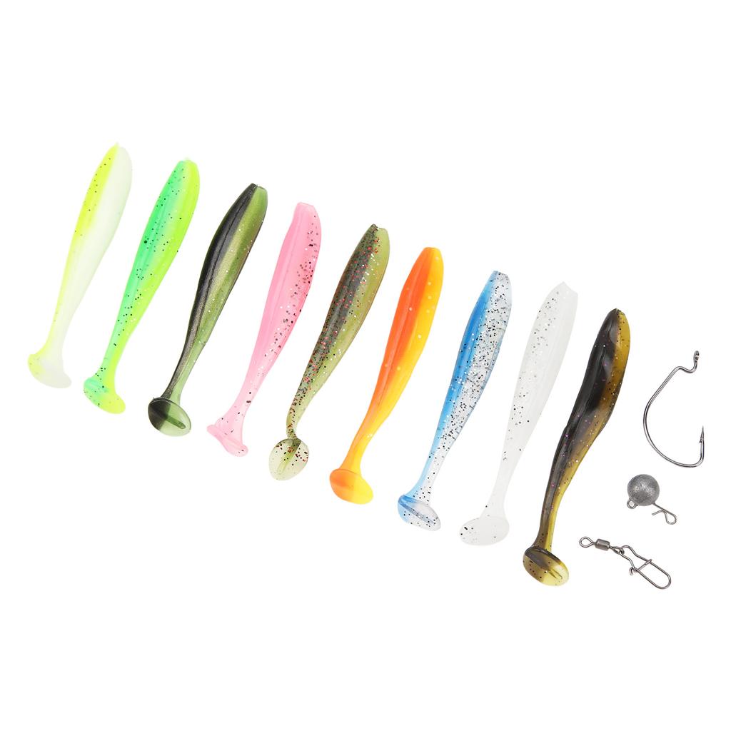 7cm Fishing Lure Silicone Soft Two Color T Tail Fishing Bait Set Fishing Accessories Set for Saltwater Fishing