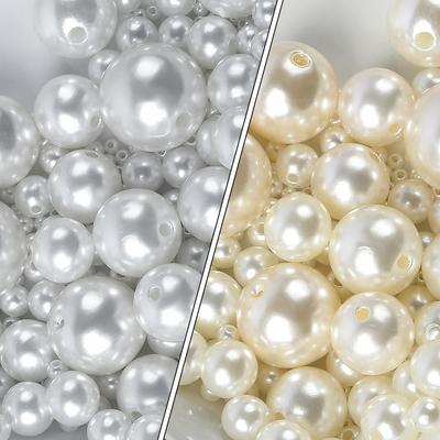 3-20Mmabs Straight Hole Imitation Pearl Round Loose Beads Diy Handmade Necklace Hair Accessories Bracelet Beaded Jewelry Accessories