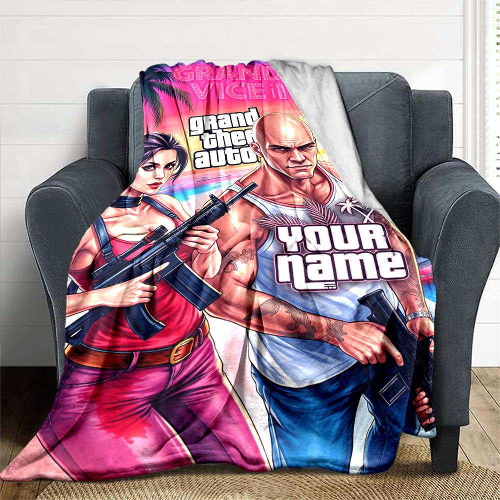 Gta Customize Your Name Blanket Lightweight Customizable Blanket Soft & Cozy Throw For Home Decor Bed Nap Sofa Four Seasons Universal
