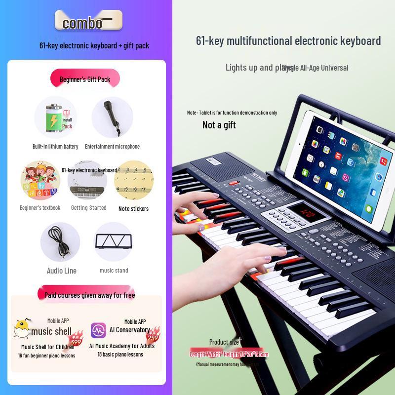 Beiduo Chen 61-Key Electronic Keyboard: Beginner To Professional Electric Piano for Children and Adults.