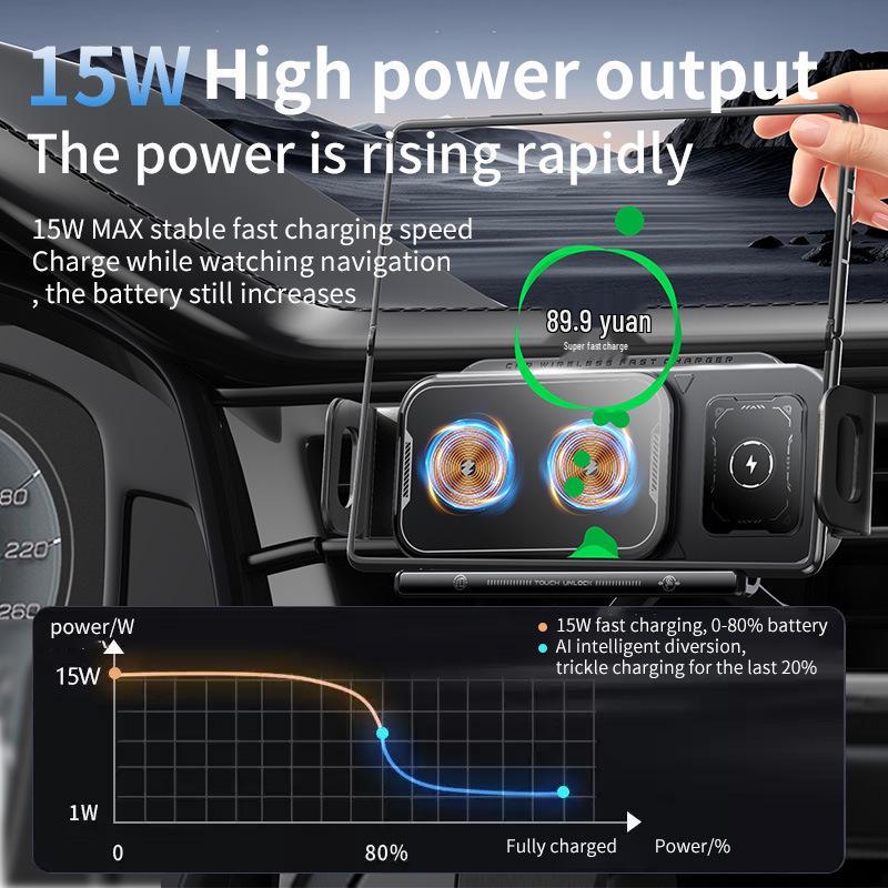 Magnetic Wireless Charging Car Mount | Foldable Phone Holder & Navigation Bracket