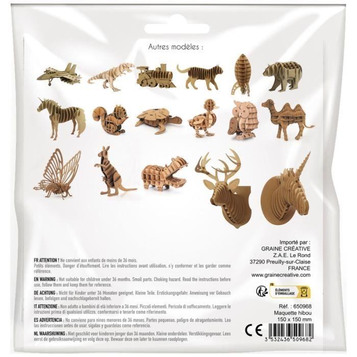 Maquette 3D en carton - Hibou - Enfant 8 ans - Réaliste - Facile à monter - Décoration