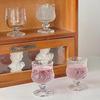 Copo de Vidro Gravado Vintage Mini Taça de Vinho de Fruta Elegante Taça de Vinho de Sobremesa com Haste Copo de Shot de Alto Valor
