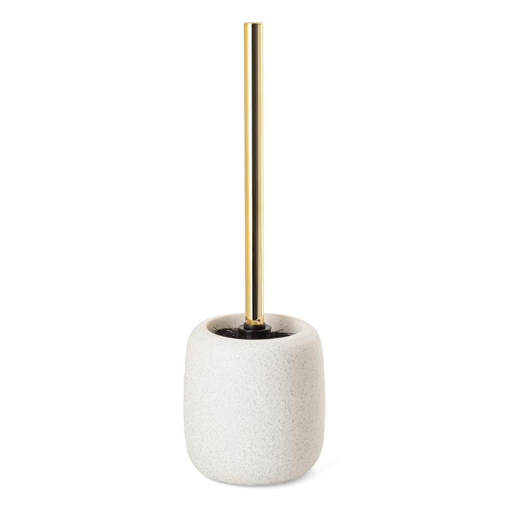 AWD INTERIOR 1915 Bonita White Gold Stoneware Toilet Brush