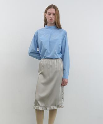 Majone Frill Layered Satin Skirt_Grey