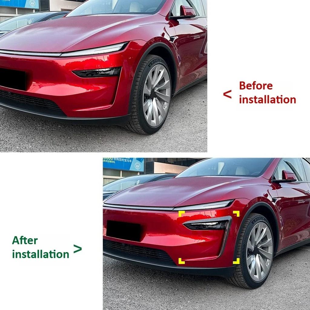 Front Fog Lamp Eyebrow Wind Knife for Tesla Model Y Juniper 2025 Piano Black Fog Lamp Trim Carbon Look Blade Trim Bodykits