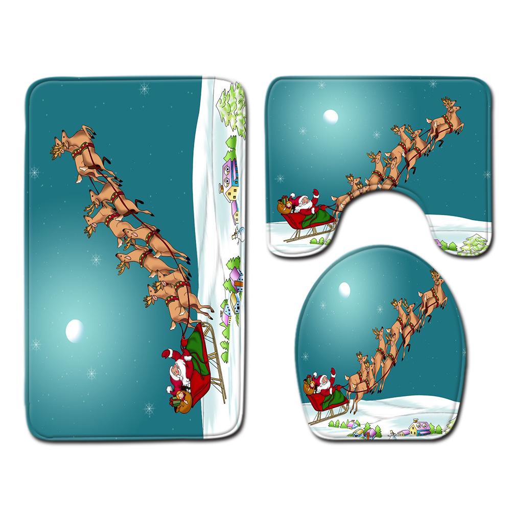 Weihnachts-Badezimmer-Bodenmatte Toilette Dreiteiliges Set