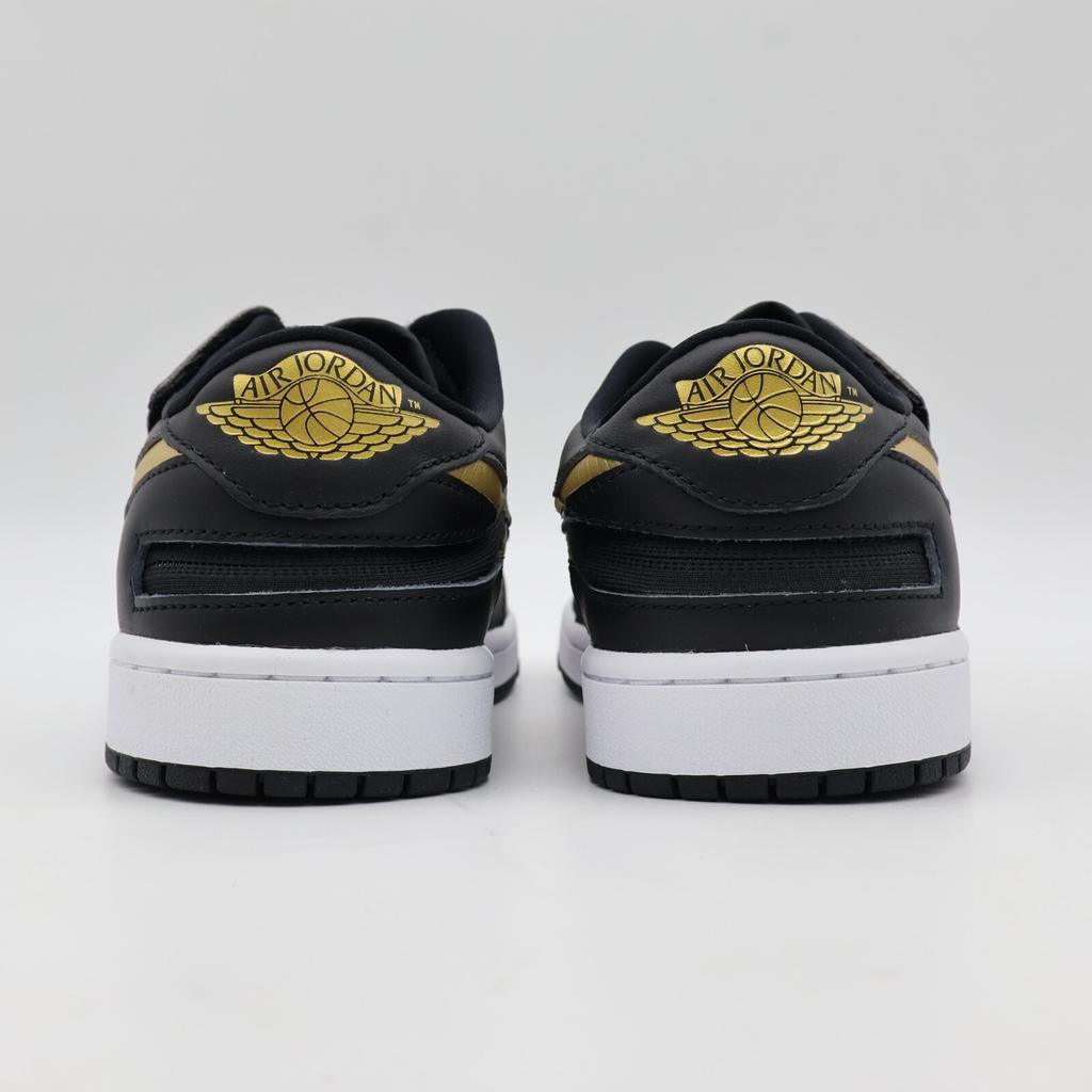 DM1206-071 Nike Air Jordan 1 Low FlyEase Schwarz Weiß Metallisches Gold (Herren)