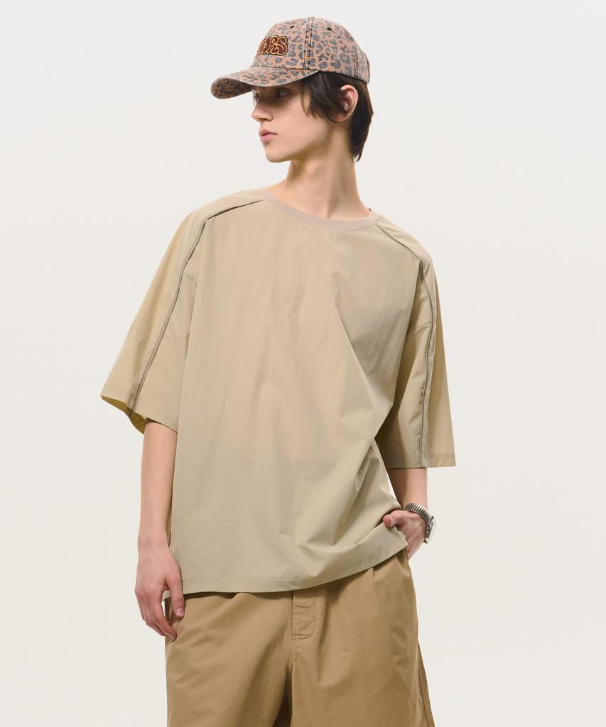 BLACK MOMENT Tech Stitch Oversized T-Shirt [Beige]