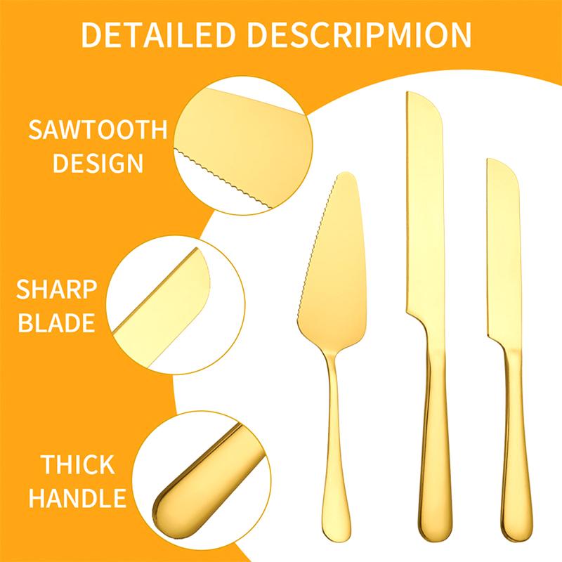 2Pcs Wedding Cake Cutter Server Set Stainless Steel Flatware Cake Cutting Set Elegant Wedding Cake Cutting Utensils Reusable