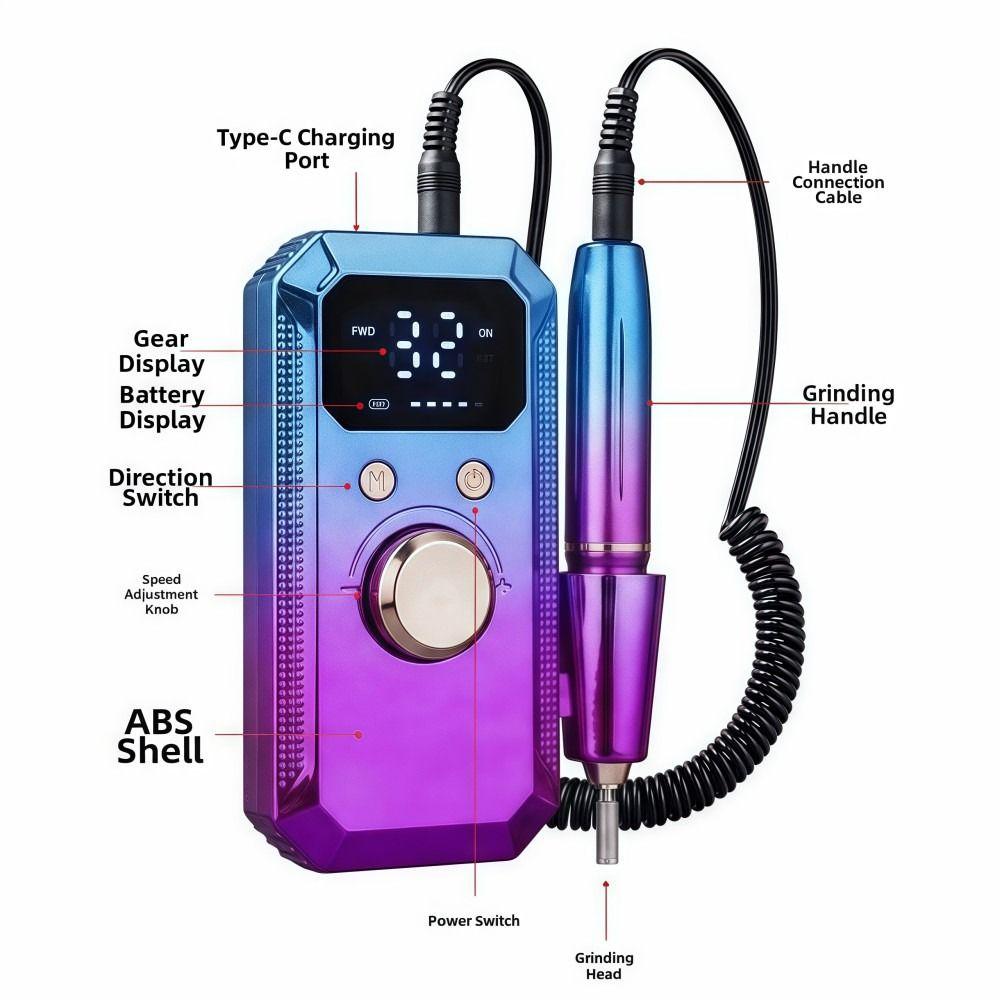 LED Display Electric Nail Polishing Grinder Rechargeable Nail Grinder Nail Tools
