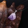 Leather Rope Amethyst Geometry Clavicle Chain Female Necklace Korean Style Jewelry Crystal Necklace